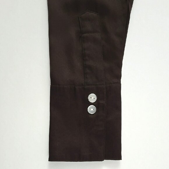 F Carriere Women's Silk Blend Espresso Brown Long Sleeves Button Down Blouse XS - Picture 8 of 16